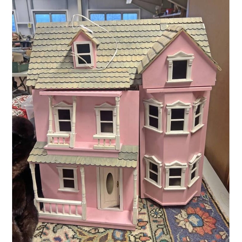 1368 - PINK DOLLS HOUSE, 62 CM TALL