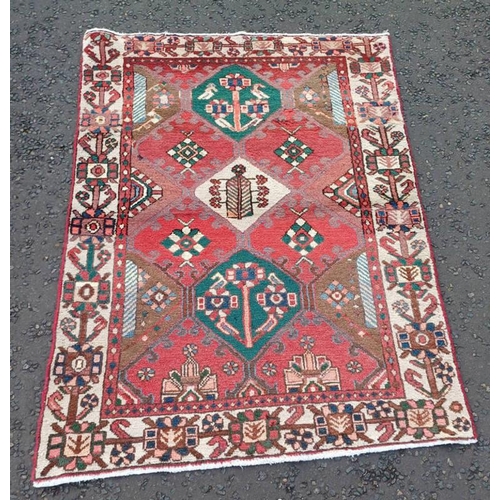 1375 - MULTICOLOURED PERSIAN HERIZ RUG WITH PANEL DESIGN 172 X 131CM