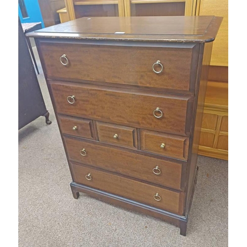 354 - STAG MAHOGANY CHEST OF 4 LONG & 3 SHORT DRAWERS. 112 CM TALL X 82 CM WIDE