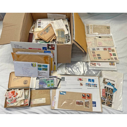 BOX CONTAINING VARIOUS WORLDWIDE STAMPS & POSTAL HISTORY TO INCLUDE ...