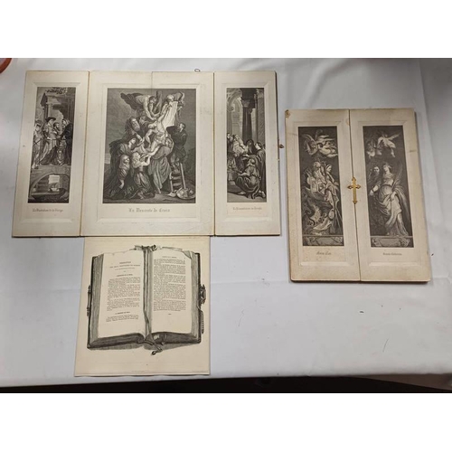 1042 - PAIR OF ENGRAVED TRIPTYCHS AFTER PIERRE PAUL RABENS, THE ELEVATION OF THE CROSS AND THE DESCENT OF T... 