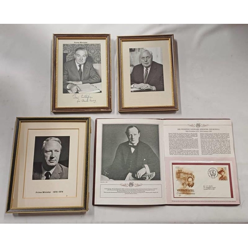 1058 - SIGNED PHOTOGRAPH OF FORMER PRIME MINISTER JIM CALLAGHAN, 2 OTHER PHOTOS OF EDWARD HEATH AND HAROLD ... 