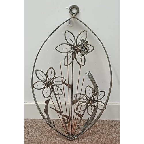1105 - MODERN ARTS AND CRAFTS STYLE METAL WORK SCULPTURE OF FLOWERS, 86 CM TALL