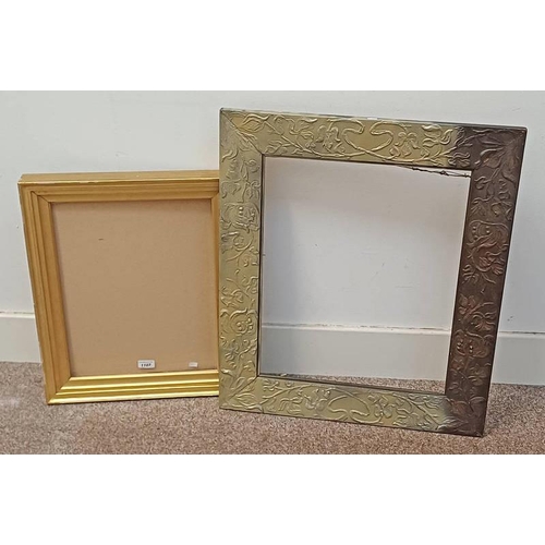 1107 - PICTURE FRAME WITH FLORAL DECORATION, 53 CM X 43 CM (INSIDE FRAME) AND ONE OTHER FRAME, 44 CM X 34 C... 