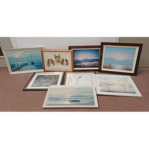 1132 - SELECTION OF WATER COLOURS, PRINTS ETC, TO INCLUDE, GRAHAM COVERY, TRIO OF DOGS, SIGNED AND VARIOUS ... 
