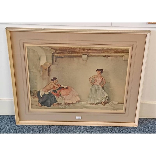1180 - WILLIAM RUSSELL FLINT CASILDA'S WHITE PETTICOAT SIGNED IN PENCIL & BLIND STAMP FRAMED PRINT 45 X 61 ... 