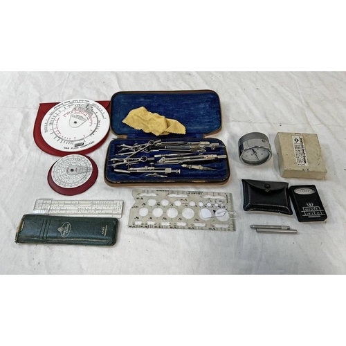 1440 - DRAFTRITE DRAFT GAUGE, CASED DRAFTING SET, NU-WAY GAUGE, ETC