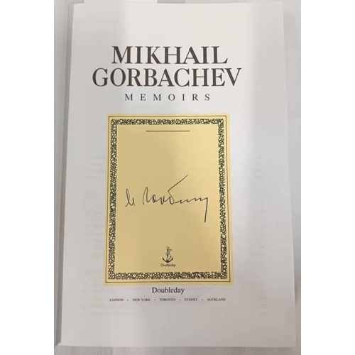 2076 - MIKHAIL GORBACHEV MEMOIRS, SIGNED TO PUBLISHERS BOOKPLATE ON TITLE PAGE, IN DUSTJACKET - 1995