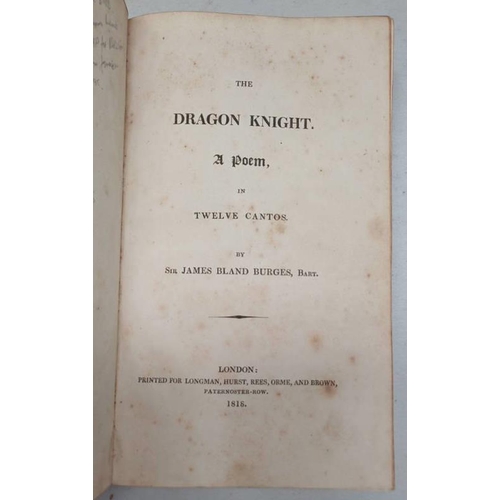 2202 - THE DRAGON KNIGHT, A POEM, IN TWELVE CANTOS BY SIR JAMES BLAND BURGES, FULLY LEATHER BOUND - 1818