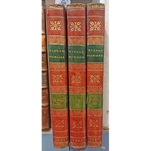 2247 - RINGAN GILHAIZE; OR THE COVENANTERS BY JOHN GALT, IN 3 HALF LEATHER BOUND VOLUMES - 1823