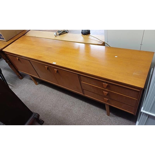 228 - TEAK SIDEBOARD WITH 3 DRAWER & 3 PANEL DOORS - 198 CM LONG