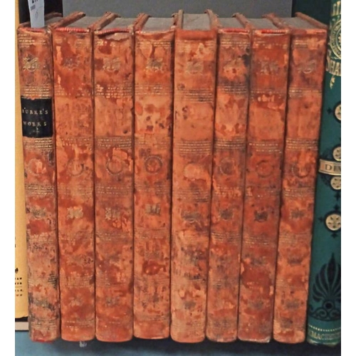 2451 - THE WORKS OF THE RIGHT HONOURABLE EDMUND BURKE, IN 8 FULLY LEATHER BOUND VOLUMES - 1803