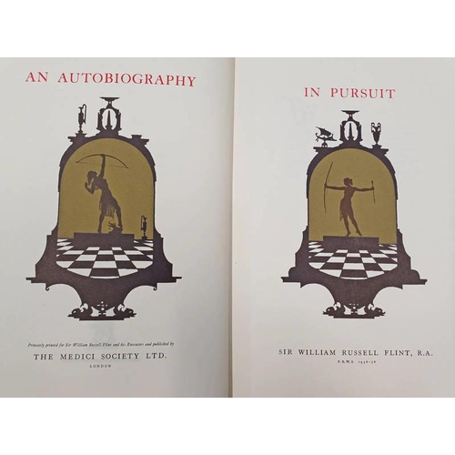 2480 - IN PURSUIT, AN AUTOBIOGRAPHY BY SIR WILLIAM RUSSELL FLINT, QUARTER LEATHER BOUND, LIMITED EDITION NO... 