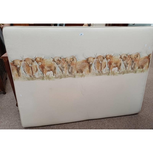 250 - PADDED HEADBOARD WITH HIGHLAND COW DECORATION