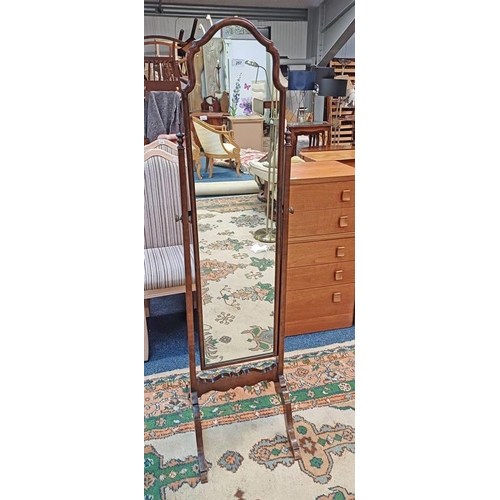 257 - EARLY 20TH CENTURY MAHOGANY CHEVAL MIRROR - 155 CM TALL