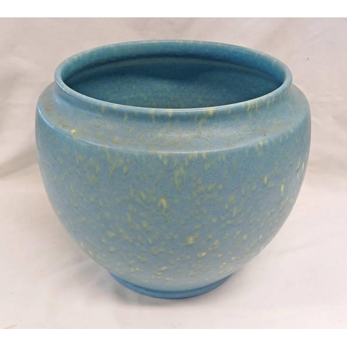 3081 - ROYAL LANCASTRIAN PLANT POT WITH MOTTLED BLUE DECORATION MARKED 2968 TO BASE - 28 CM TALL