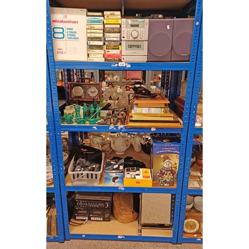 3158 - SELECTION OF VARIOUS ITEMS INCLUDING 8 TRACK PLAYER TOGETHER WITH VARIOUS TAPES, FRAMED PICTURES, BI... 