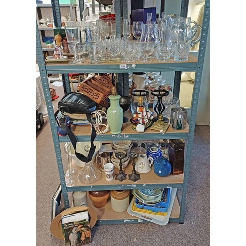 3208 - SELECTION OF VARIOUS ITEMS INCLUDING ROYAL CROWN DERBY CAT PAPERWEIGHT WITH GOLD STOPPER, STONEWARE ... 