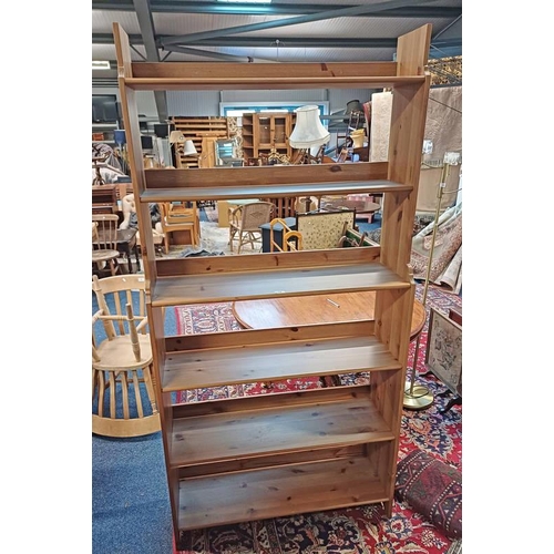 34 - PINE OPEN BOOKCASE - 203 CM X 100 CM WIDE