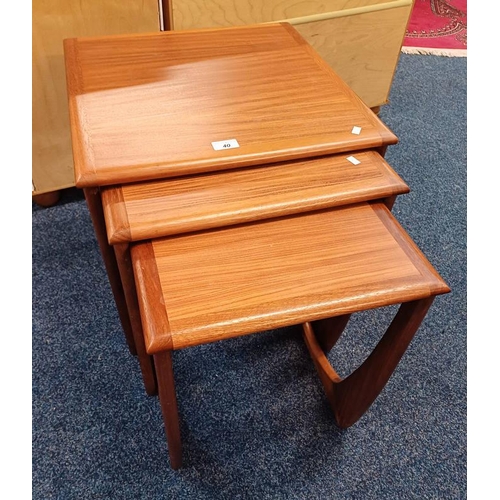 40 - SUNELM TEAK NEST OF 3 TABLES