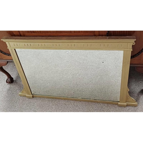 85 - GILT FRAMED OVER MANTLE MIRROR, 58CM X 98 CM (INSIDE FRAME)