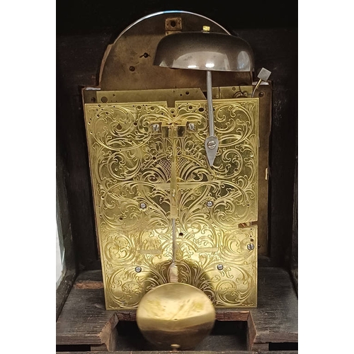 1200A - 19TH CENTURY BRACKET CLOCK WITH TWIN FUSEE MOVEMENT WITH GILT BRASS AND SILVERED DECORATED DIAL, STR... 