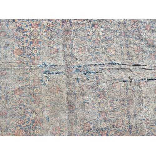 1523 - MIDDLE EASTERN CARPET WITH MAROON, BLUE & GOLD PATTERN, 358 X 306 CM