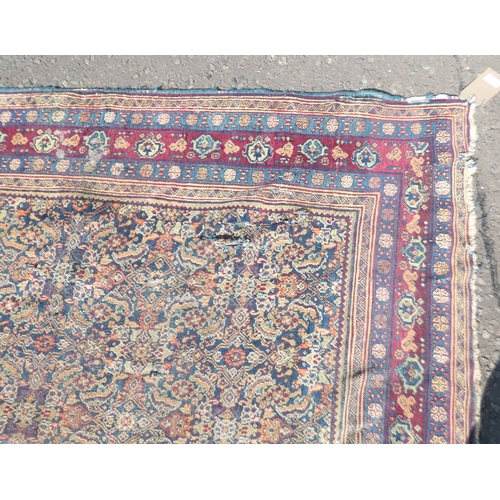 1523 - MIDDLE EASTERN CARPET WITH MAROON, BLUE & GOLD PATTERN, 358 X 306 CM