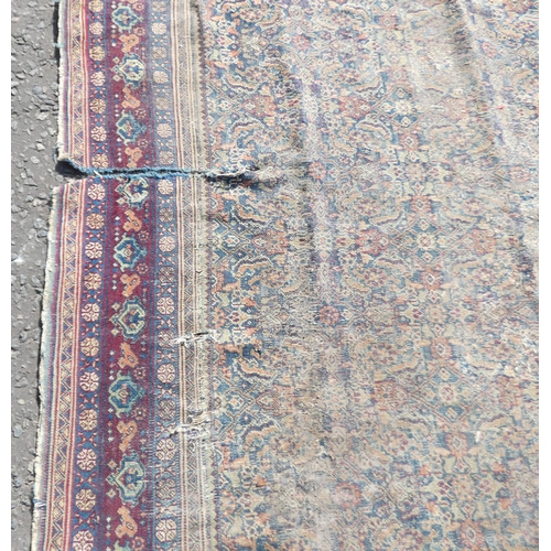 1523 - MIDDLE EASTERN CARPET WITH MAROON, BLUE & GOLD PATTERN, 358 X 306 CM