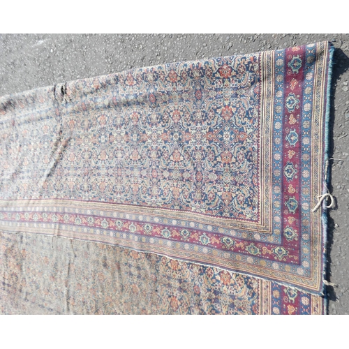 1523 - MIDDLE EASTERN CARPET WITH MAROON, BLUE & GOLD PATTERN, 358 X 306 CM
