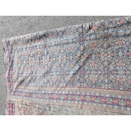1523 - MIDDLE EASTERN CARPET WITH MAROON, BLUE & GOLD PATTERN, 358 X 306 CM