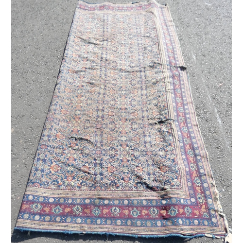 1523 - MIDDLE EASTERN CARPET WITH MAROON, BLUE & GOLD PATTERN, 358 X 306 CM