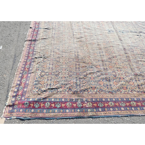 1523 - MIDDLE EASTERN CARPET WITH MAROON, BLUE & GOLD PATTERN, 358 X 306 CM