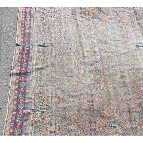 1523 - MIDDLE EASTERN CARPET WITH MAROON, BLUE & GOLD PATTERN, 358 X 306 CM