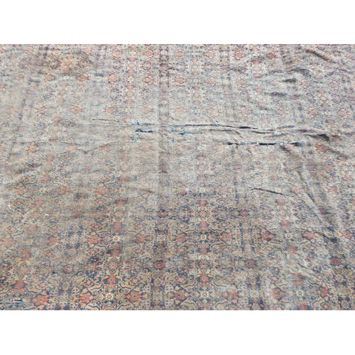 1523 - MIDDLE EASTERN CARPET WITH MAROON, BLUE & GOLD PATTERN, 358 X 306 CM