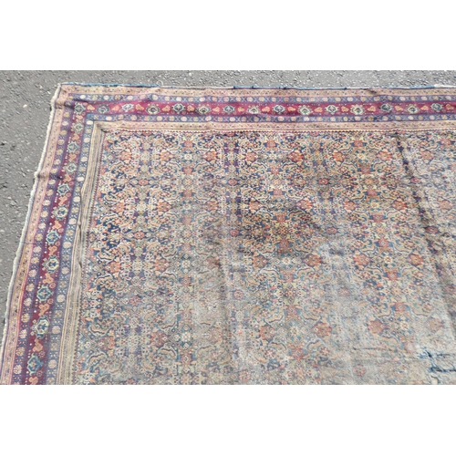 1523 - MIDDLE EASTERN CARPET WITH MAROON, BLUE & GOLD PATTERN, 358 X 306 CM