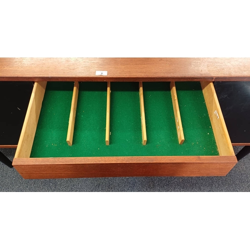 3 - BRA BOHAG TROED TEAK SIDEBOARD MODELL TRIO WITH 5 CENTRALLY SET DRAWERS FLANKED TO EACH SIDE BY SLID... 