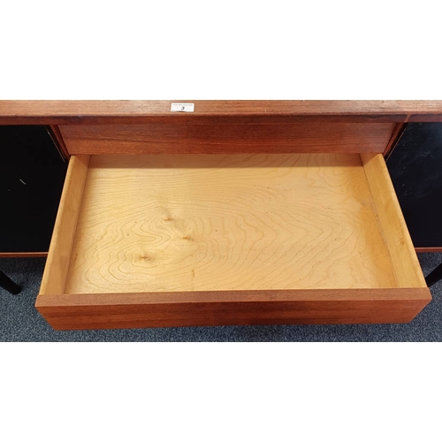 3 - BRA BOHAG TROED TEAK SIDEBOARD MODELL TRIO WITH 5 CENTRALLY SET DRAWERS FLANKED TO EACH SIDE BY SLID... 