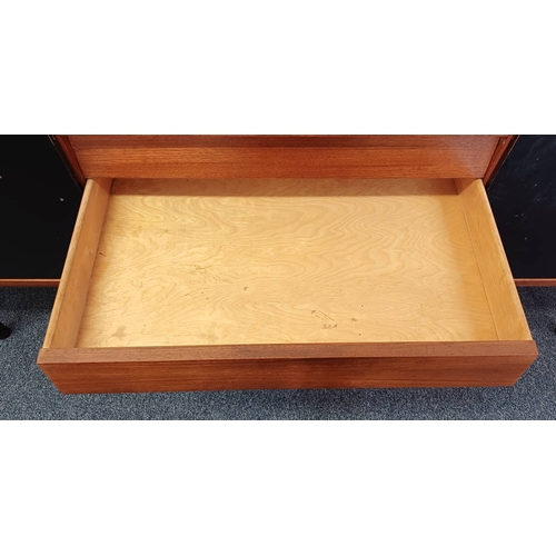 3 - BRA BOHAG TROED TEAK SIDEBOARD MODELL TRIO WITH 5 CENTRALLY SET DRAWERS FLANKED TO EACH SIDE BY SLID... 