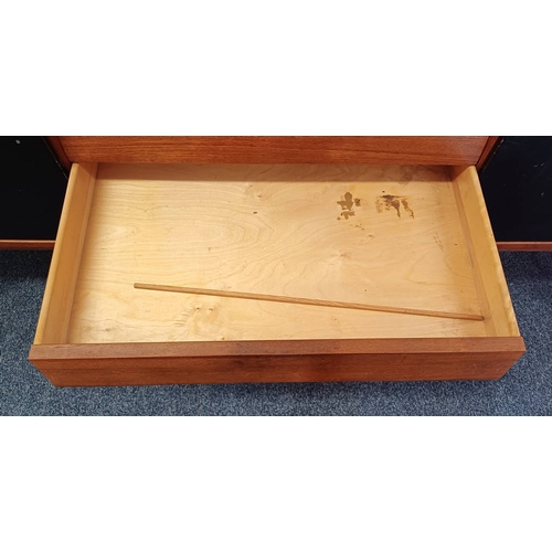 3 - BRA BOHAG TROED TEAK SIDEBOARD MODELL TRIO WITH 5 CENTRALLY SET DRAWERS FLANKED TO EACH SIDE BY SLID... 