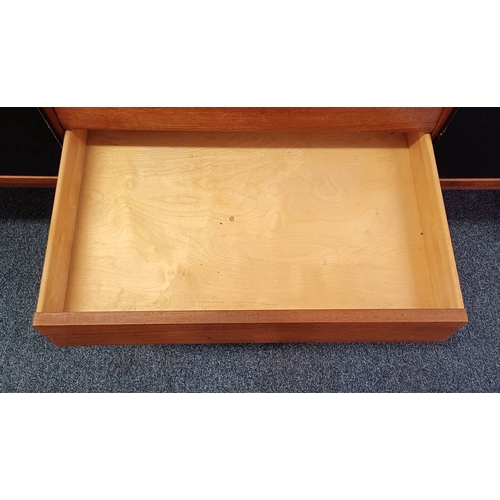 3 - BRA BOHAG TROED TEAK SIDEBOARD MODELL TRIO WITH 5 CENTRALLY SET DRAWERS FLANKED TO EACH SIDE BY SLID... 