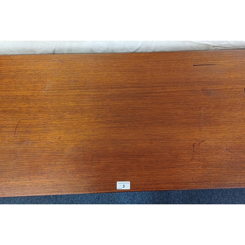 3 - BRA BOHAG TROED TEAK SIDEBOARD MODELL TRIO WITH 5 CENTRALLY SET DRAWERS FLANKED TO EACH SIDE BY SLID... 