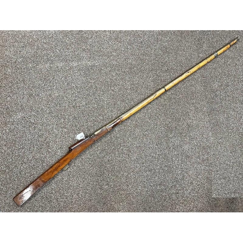 INDIAN MATCHLOCK MUSKET WITH 119CM LONG ROUND BARREL FLARED AT THE ...