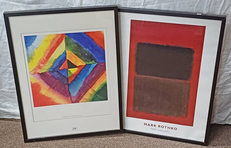 2 FRAMED ART EXHIBITION POSTERS; WASSILY KANDINSKY & MARK ROTHKO ...