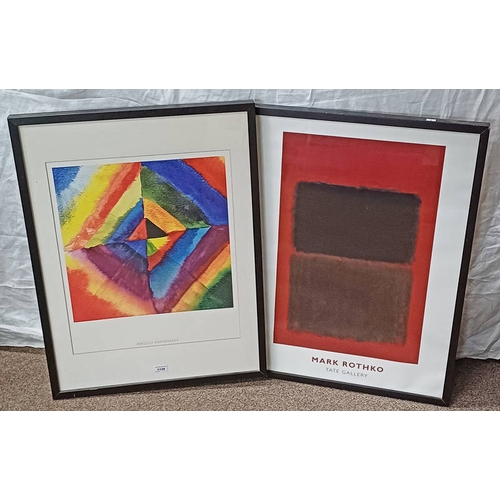 2 FRAMED ART EXHIBITION POSTERS; WASSILY KANDINSKY & MARK ROTHKO ...