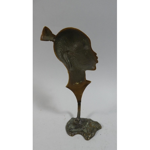 104 - A Mid 20th Century Austrian Patinated Bronze Bust of an African Woman in the Style of Karl Hagenaver... 