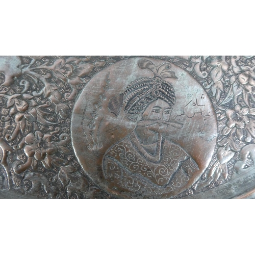 107 - A 19th Century Indian Tinned Copper Charger commemorating the Greek Invasion of India in 326BC. Embo... 