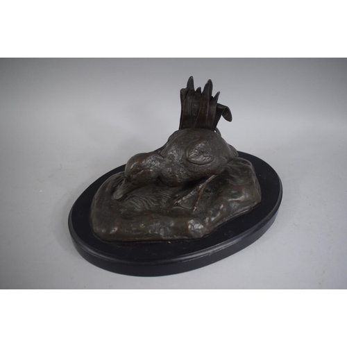 114 - A Nice Quality Naturalistic Bronze Study of a Duckling Foraging Amongst Reeds. Signed AL and on Wood... 