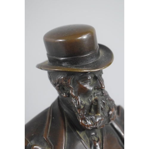 120 - A Continental Bronze Figure of Bearded Gentleman with Hands Behind Back Smoking a Cigar. 38cms HIgh.... 