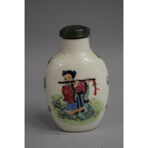 224 - A Chinese Snuff Bottle of Rectangular Form with Rounded Shoulders Tapering to Base decorated with Ha... 